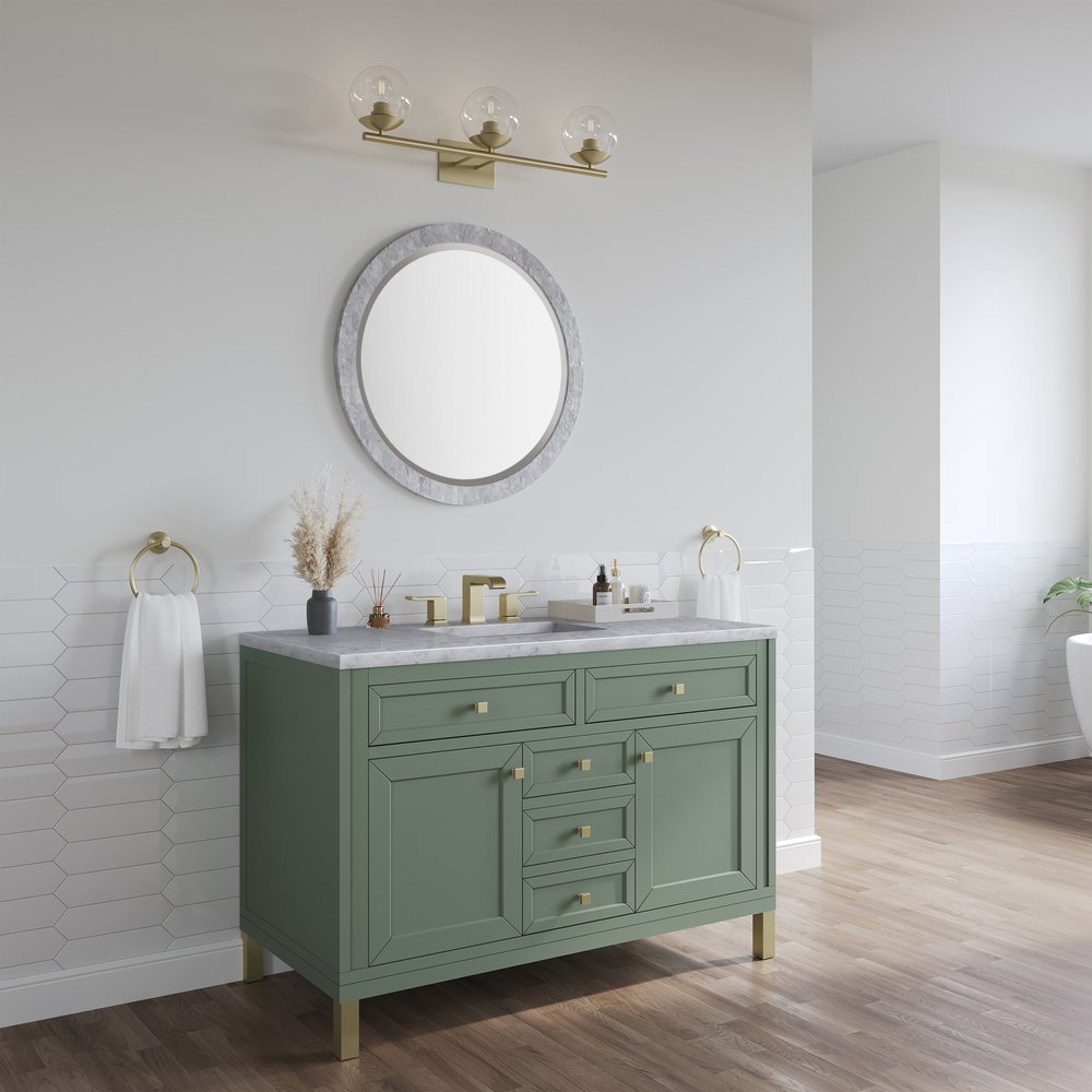 James Martin - Chicago 48" Single Vanity, Smokey Celadon, w/ 3 CM Carrara Marble Top - 503-V48-SC-3CAR view 5