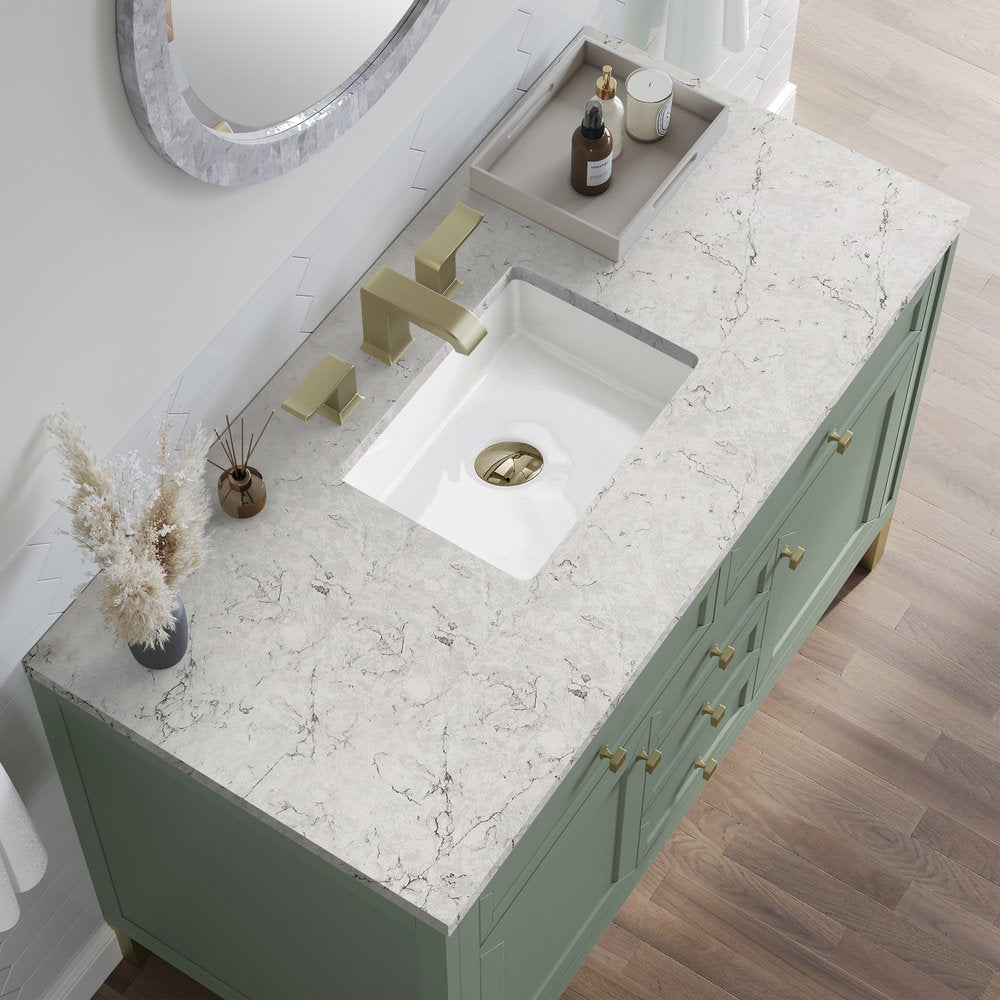 James Martin - Chicago 48" Single Vanity, Smokey Celadon, w/ 3 CM Eternal Jasmine Pearl Silestone® Top - 503-V48-SC-3EJP view 8