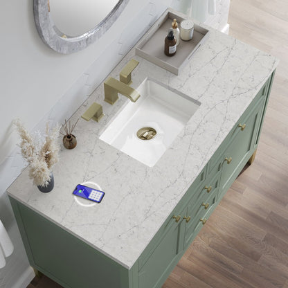 James Martin - Chicago 48" Single Vanity, Smokey Celadon, w/ 3 CM Eternal Jasmine Pearl Silestone® Top w/FreePower Wireless Charger - 503-V48-SC-FEJP view 9