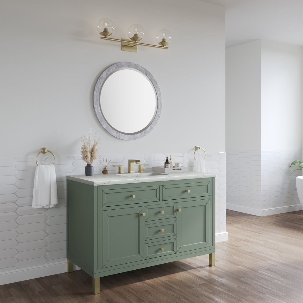 James Martin - Chicago 48" Single Vanity, Smokey Celadon, w/ 3 CM Ethereal Noctis Silestone® Top - 503-V48-SC-3ENC view 5