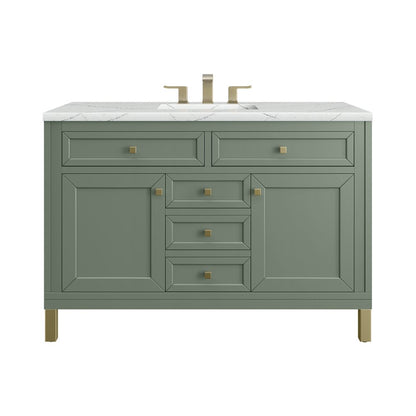James Martin - Chicago 48" Single Vanity, Smokey Celadon, w/ 3 CM Ethereal Noctis Silestone® Top w/FreePower Wireless Charger - 503-V48-SC-FENC view 1