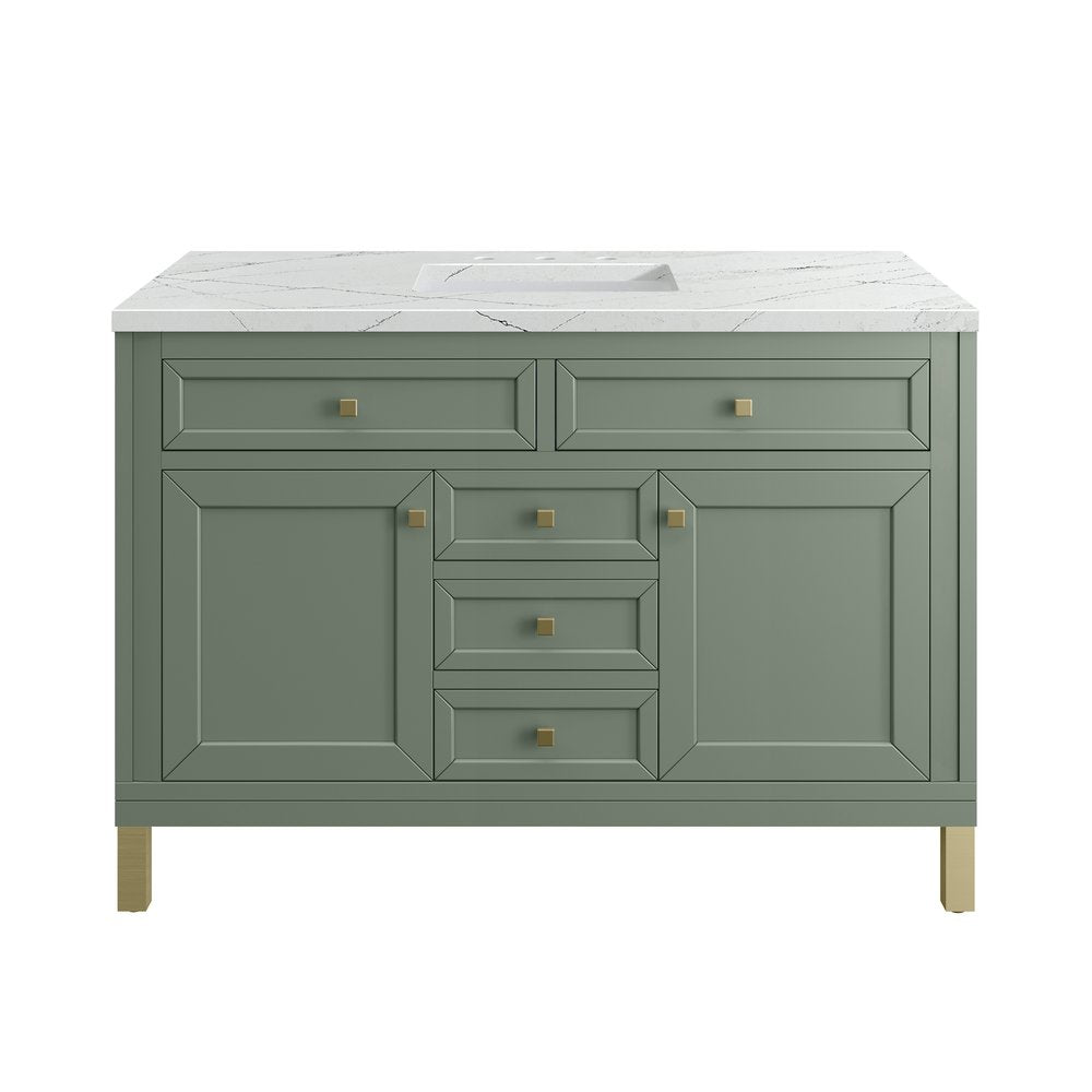 James Martin - Chicago 48" Single Vanity, Smokey Celadon, w/ 3 CM Ethereal Noctis Silestone® Top w/FreePower Wireless Charger - 503-V48-SC-FENC view 2