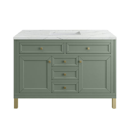 James Martin - Chicago 48" Single Vanity, Smokey Celadon, w/ 3 CM Ethereal Noctis Silestone® Top w/FreePower Wireless Charger - 503-V48-SC-FENC view 2