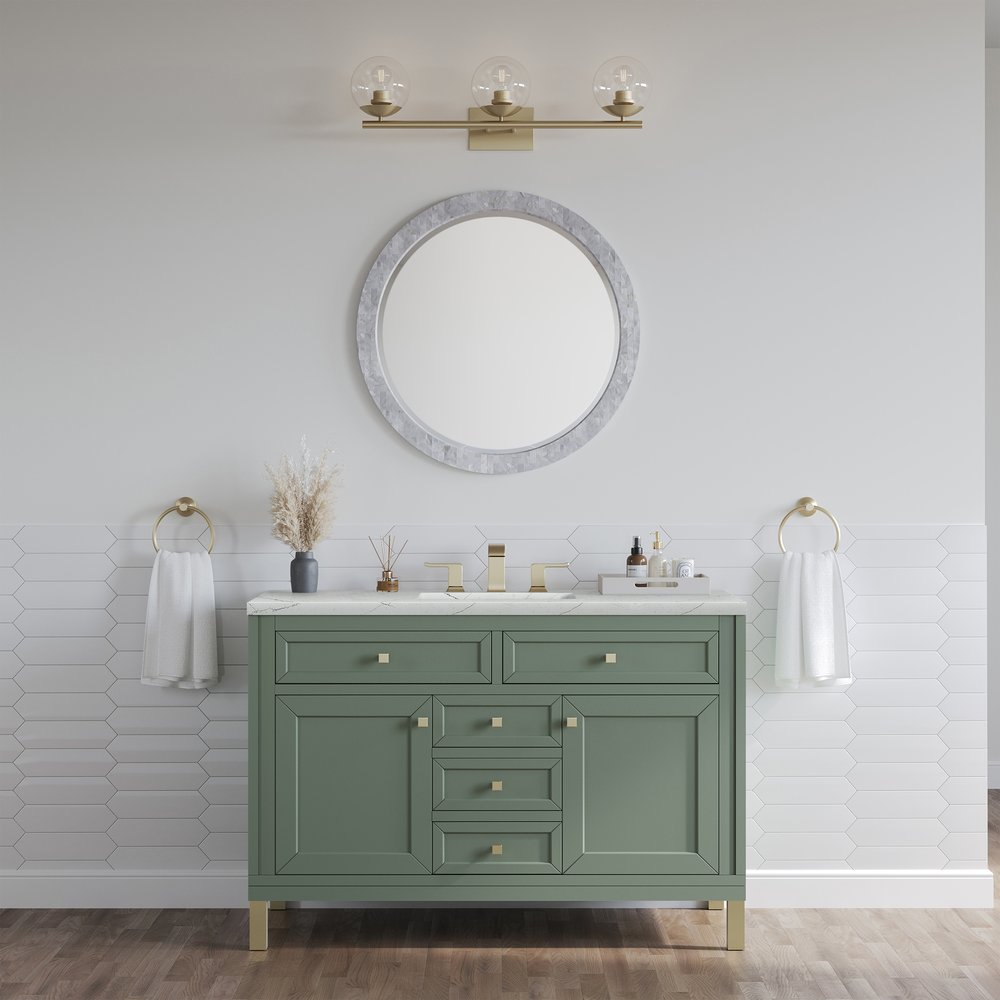 James Martin - Chicago 48" Single Vanity, Smokey Celadon, w/ 3 CM Ethereal Noctis Silestone® Top w/FreePower Wireless Charger - 503-V48-SC-FENC view 5