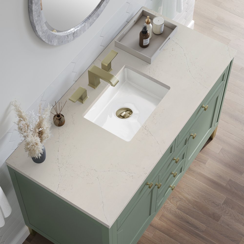 James Martin - Chicago 48" Single Vanity, Smokey Celadon, w/ 3 CM Siberian Silestone Top - 503-V48-SC-3SFR view 7