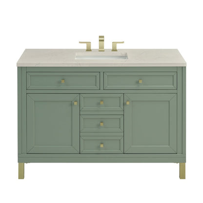 James Martin - Chicago 48" Single Vanity, Smokey Celadon, w/ 3 CM Siberian Silestone Top w/FreePower Wireless Charger - 503-V48-SC-FSFR view 1