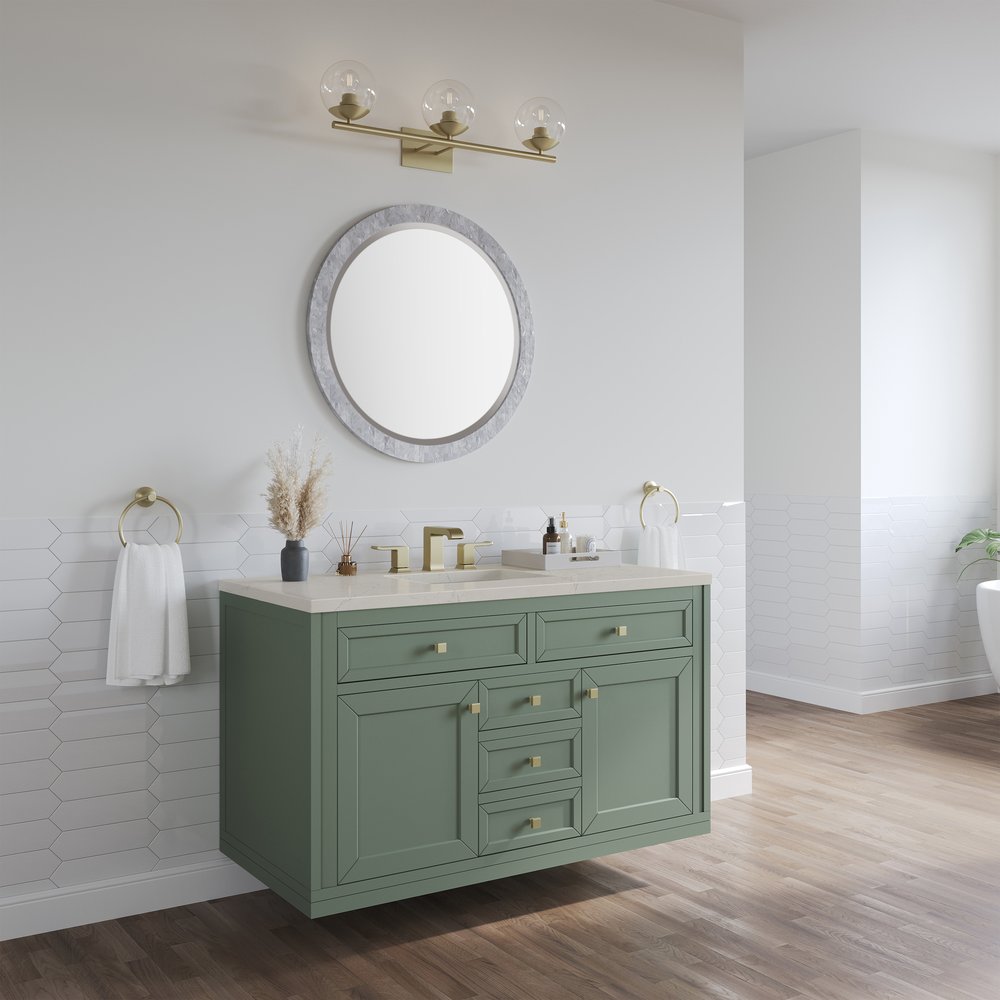 James Martin - Chicago 48" Single Vanity, Smokey Celadon, w/ 3 CM Siberian Silestone Top w/FreePower Wireless Charger - 503-V48-SC-FSFR view 6