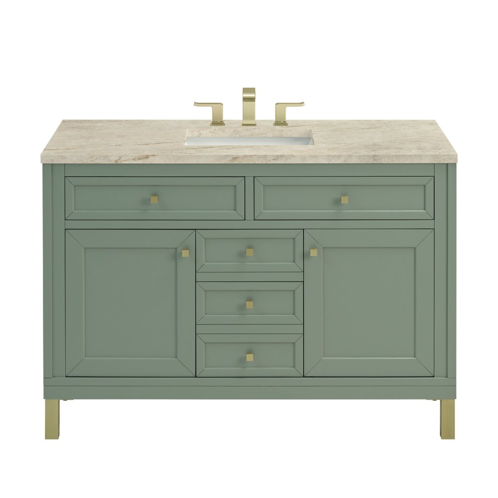 James Martin - Chicago 48" Single Vanity, Smokey Celadon, w/ 3 CM Tajnar Eclos Top - 503-V48-SC-3TJR view 1