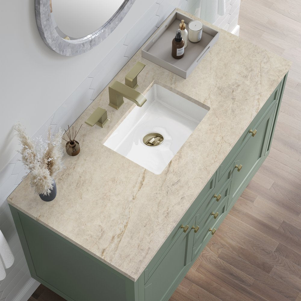 James Martin - Chicago 48" Single Vanity, Smokey Celadon, w/ 3 CM Tajnar Eclos Top - 503-V48-SC-3TJR view 8
