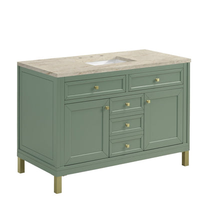 James Martin - Chicago 48" Single Vanity, Smokey Celadon, w/ 3 CM Tajnar Eclos Top - 503-V48-SC-3TJR view 9