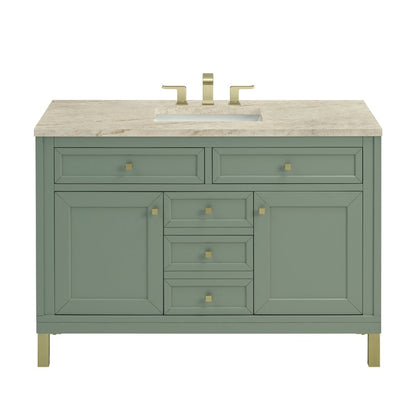James Martin - Chicago 48" Single Vanity, Smokey Celadon, w/ 3 CM Tajnar Eclos Top w/FreePower Wireless Charger - 503-V48-SC-FTJR view 1