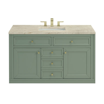 James Martin - Chicago 48" Single Vanity, Smokey Celadon, w/ 3 CM Tajnar Eclos Top w/FreePower Wireless Charger - 503-V48-SC-FTJR view 2