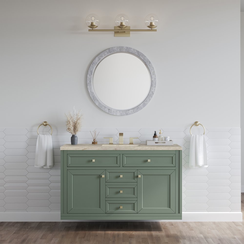 James Martin - Chicago 48" Single Vanity, Smokey Celadon, w/ 3 CM Tajnar Eclos Top w/FreePower Wireless Charger - 503-V48-SC-FTJR view 4