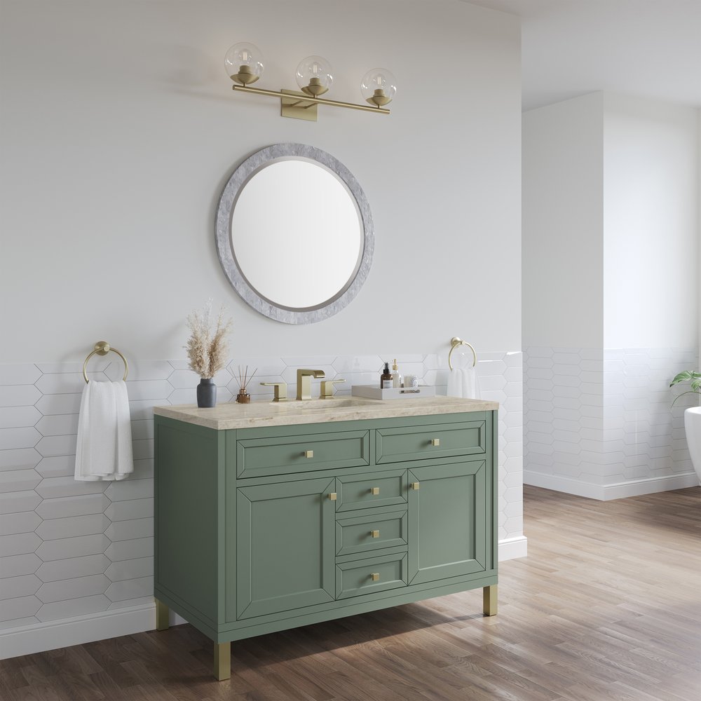 James Martin - Chicago 48" Single Vanity, Smokey Celadon, w/ 3 CM Tajnar Eclos Top w/FreePower Wireless Charger - 503-V48-SC-FTJR view 5