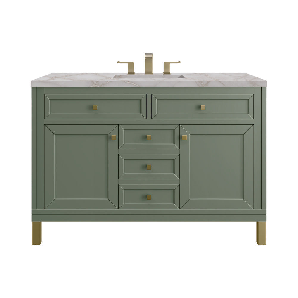 James Martin - Chicago 48" Single Vanity, Smokey Celadon, w/ 3 CM Victorian Silver Silestone® Top - 503-V48-SC-3VSL view 1