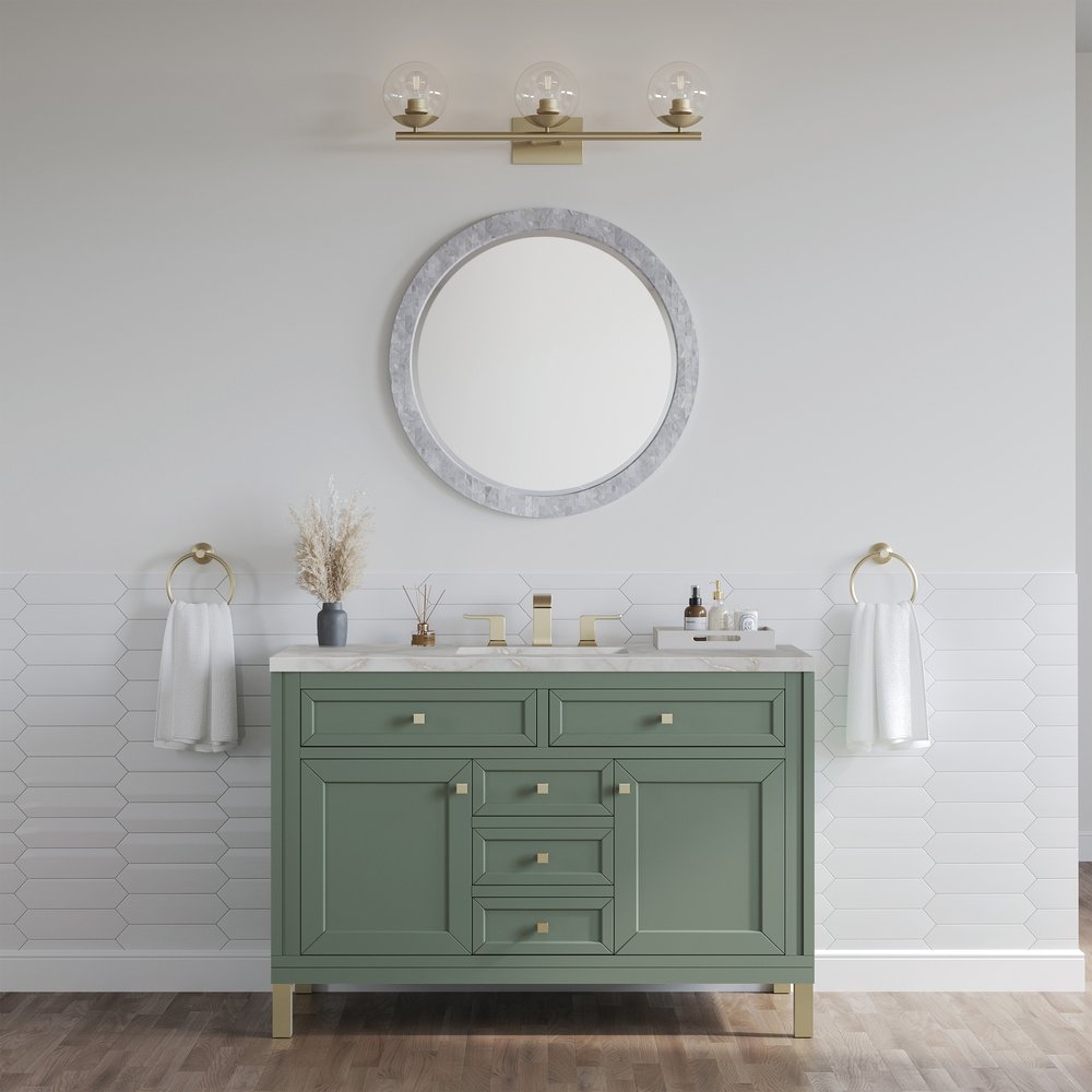 James Martin - Chicago 48" Single Vanity, Smokey Celadon, w/ 3 CM Victorian Silver Silestone® Top - 503-V48-SC-3VSL view 3