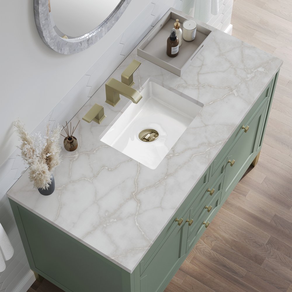 James Martin - Chicago 48" Single Vanity, Smokey Celadon, w/ 3 CM Victorian Silver Silestone® Top - 503-V48-SC-3VSL view 7