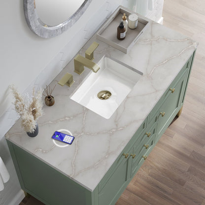 James Martin - Chicago 48" Single Vanity, Smokey Celadon, w/ 3 CM Victorian Silver Silestone® Top w/FreePower Wireless Charger - 503-V48-SC-FVSL view 8