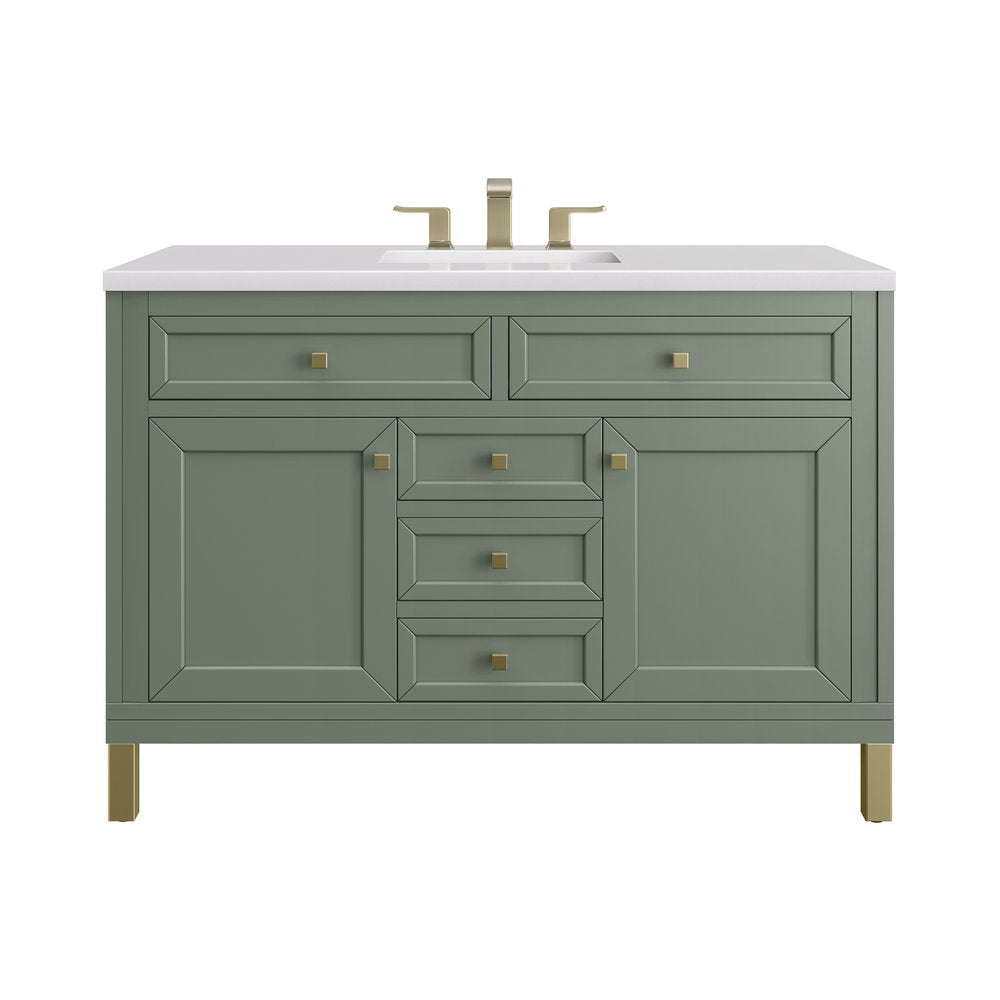 James Martin - Chicago 48" Single Vanity, Smokey Celadon, w/ 3 CM White Zeus Silestone® Top - 503-V48-SC-3WZ view 1