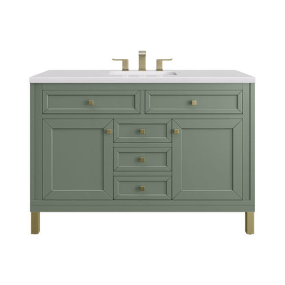 James Martin - Chicago 48" Single Vanity, Smokey Celadon, w/ 3 CM White Zeus Silestone® Top - 503-V48-SC-3WZ view 1