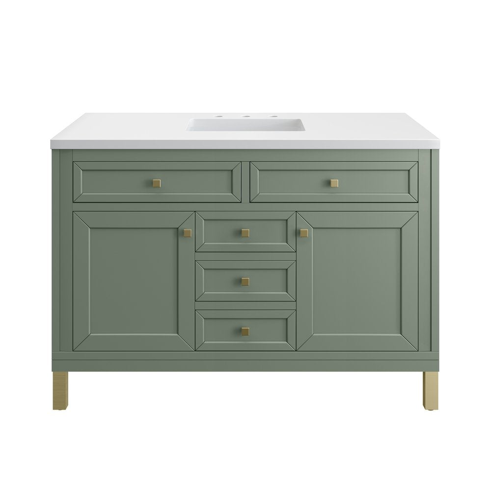 James Martin - Chicago 48" Single Vanity, Smokey Celadon, w/ 3 CM White Zeus Silestone® Top - 503-V48-SC-3WZ view 2