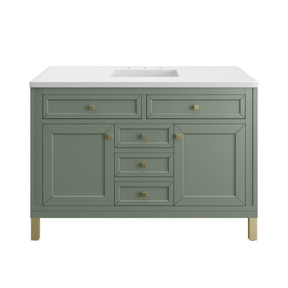 James Martin - Chicago 48" Single Vanity, Smokey Celadon, w/ 3 CM White Zeus Silestone® Top - 503-V48-SC-3WZ view 2