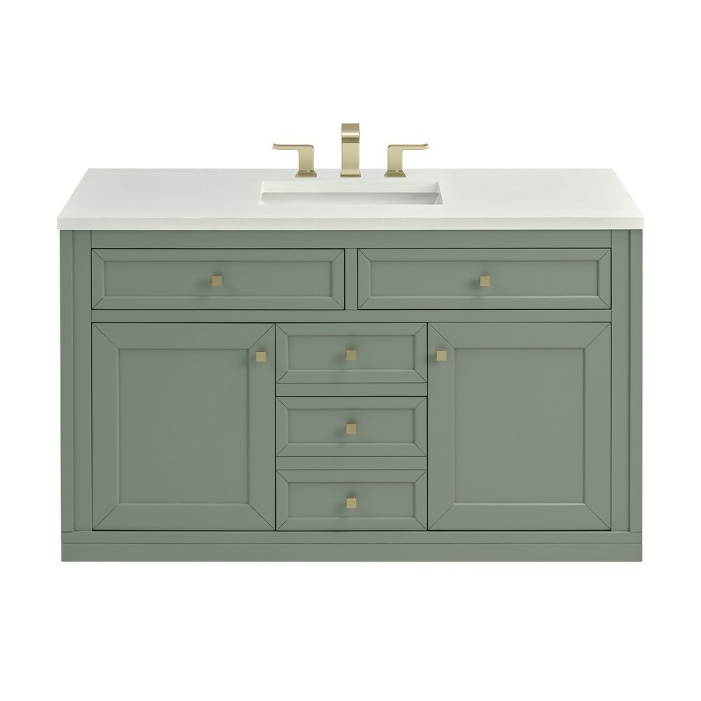 James Martin - Chicago 48" Single Vanity, Smokey Celadon, w/ 3 CM White Zeus Silestone® Top - 503-V48-SC-3WZ view 3