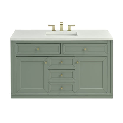 James Martin - Chicago 48" Single Vanity, Smokey Celadon, w/ 3 CM White Zeus Silestone® Top - 503-V48-SC-3WZ view 3