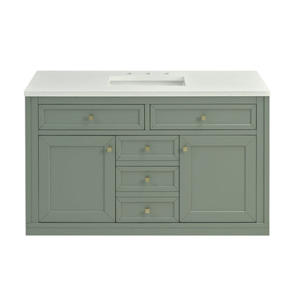 James Martin - Chicago 48" Single Vanity, Smokey Celadon, w/ 3 CM White Zeus Silestone® Top - 503-V48-SC-3WZ view 4