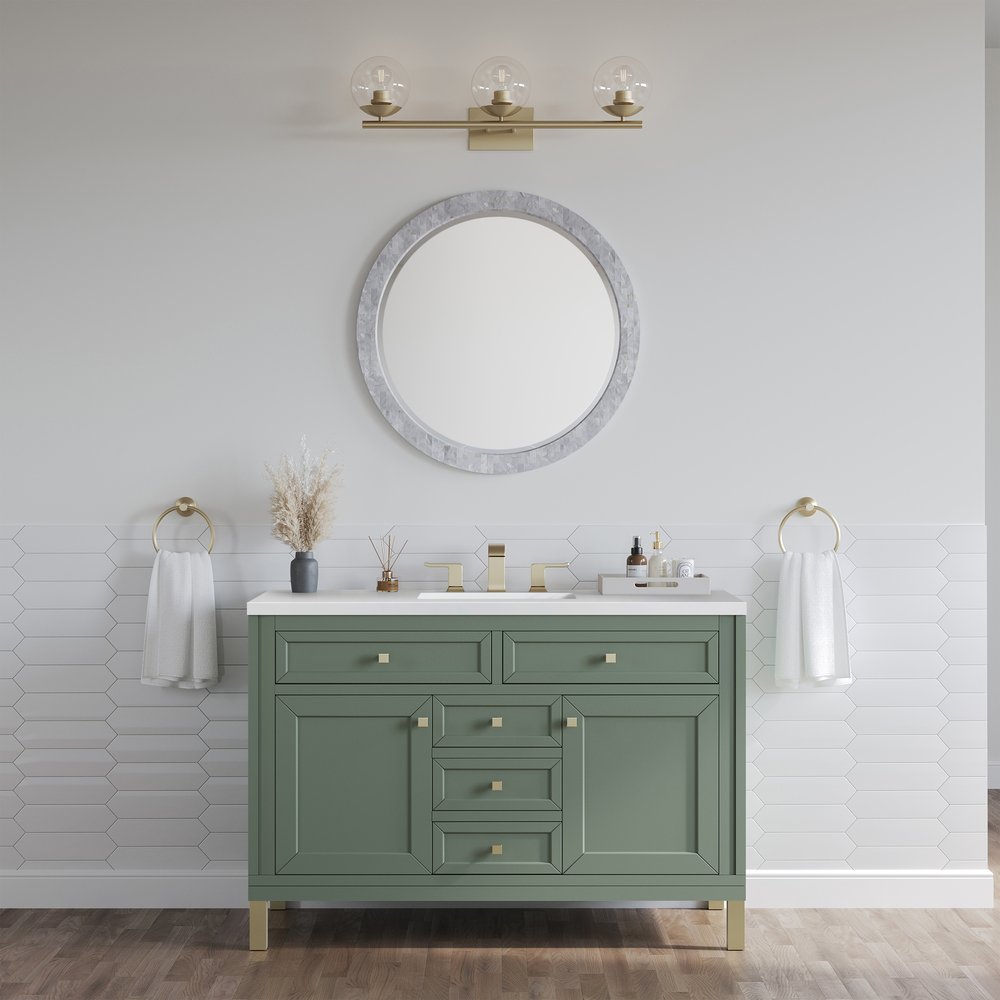 James Martin - Chicago 48" Single Vanity, Smokey Celadon, w/ 3 CM White Zeus Silestone® Top - 503-V48-SC-3WZ view 6