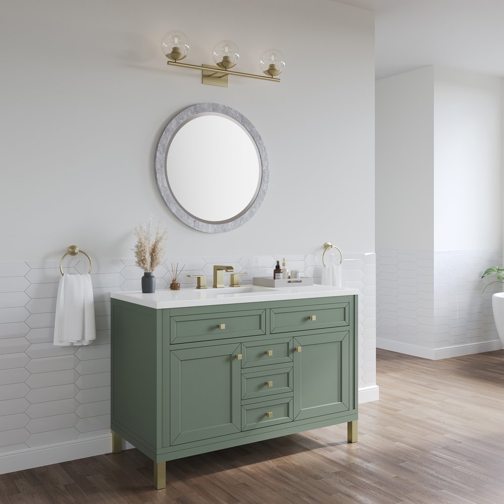 James Martin - Chicago 48" Single Vanity, Smokey Celadon, w/ 3 CM White Zeus Silestone® Top - 503-V48-SC-3WZ view 7