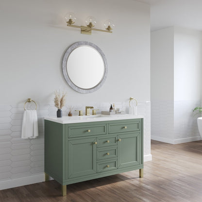 James Martin - Chicago 48" Single Vanity, Smokey Celadon, w/ 3 CM White Zeus Silestone® Top - 503-V48-SC-3WZ view 7