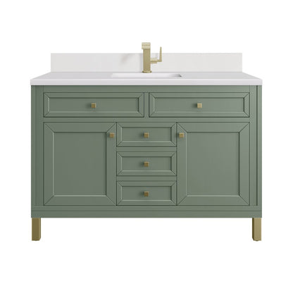 James Martin - Chicago 48" Single Vanity, Smokey Celadon, w/ Single Hole 3CM White Zeus Silestone® Top & Backsplash - 503-V48-SC-1WZ view 1