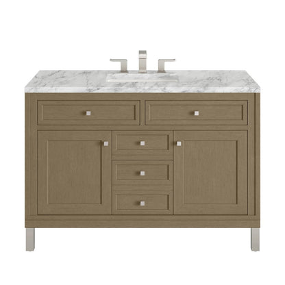 James Martin - Chicago 48" Single Vanity, Walnut Whisper, w/ 3 CM Carrara Marble Top - 503-V48-WLW-3CAR view 1