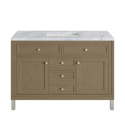 James Martin - Chicago 48" Single Vanity, Walnut Whisper, w/ 3 CM Carrara Marble Top - 503-V48-WLW-3CAR view 2