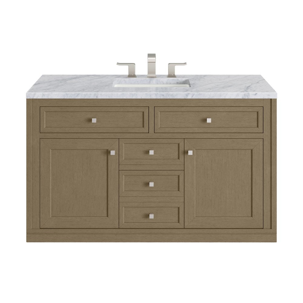 James Martin - Chicago 48" Single Vanity, Walnut Whisper, w/ 3 CM Carrara Marble Top - 503-V48-WLW-3CAR view 3