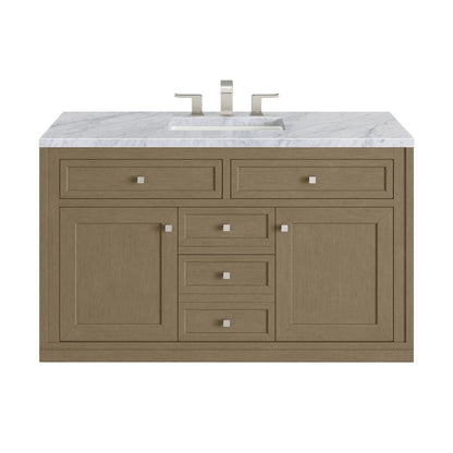 James Martin - Chicago 48" Single Vanity, Walnut Whisper, w/ 3 CM Carrara Marble Top - 503-V48-WLW-3CAR view 3