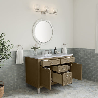 James Martin - Chicago 48" Single Vanity, Walnut Whisper, w/ 3 CM Carrara Marble Top - 503-V48-WLW-3CAR view 11