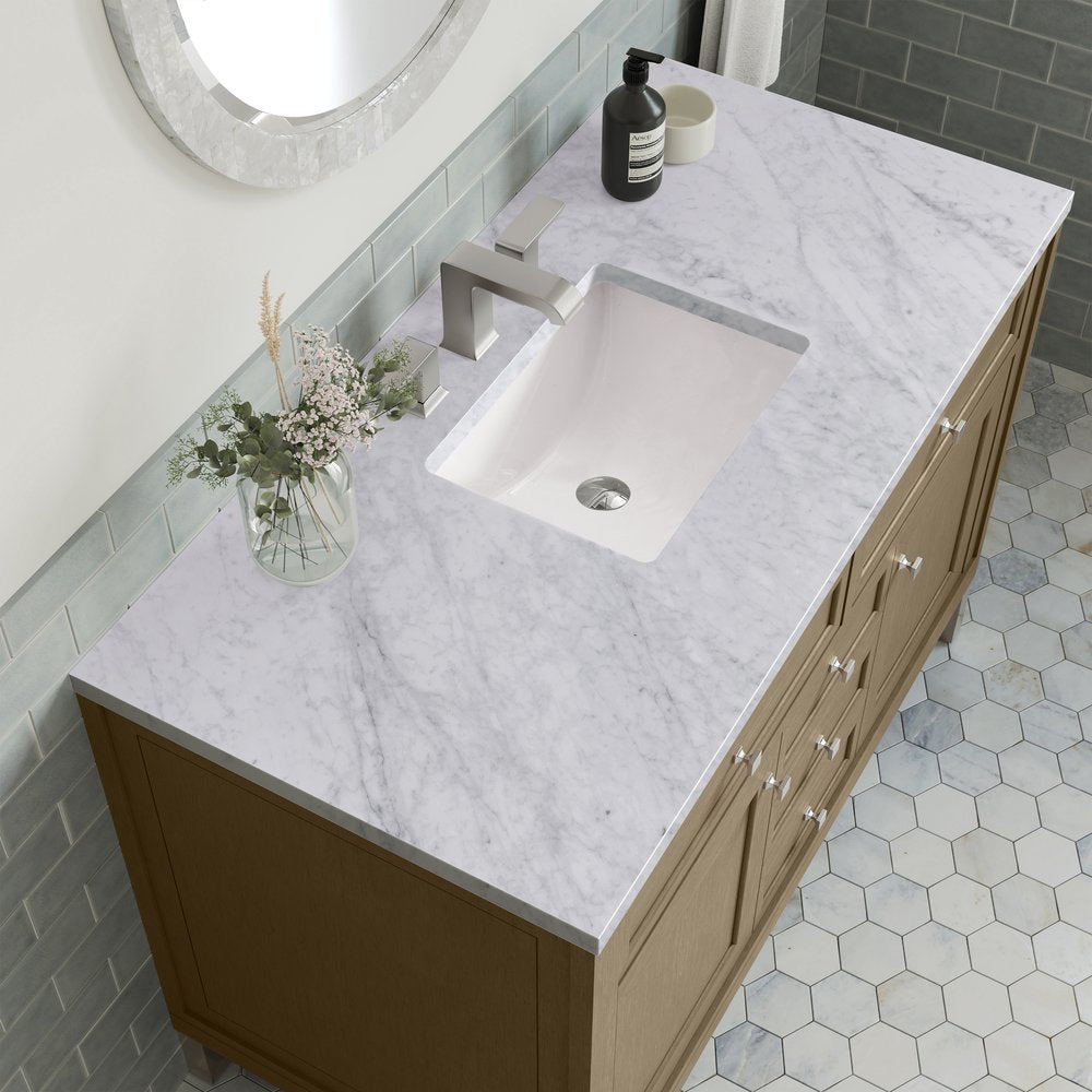 James Martin - Chicago 48" Single Vanity, Walnut Whisper, w/ 3 CM Carrara Marble Top - 503-V48-WLW-3CAR view 14