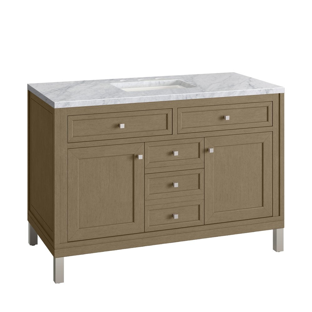 James Martin - Chicago 48" Single Vanity, Walnut Whisper, w/ 3 CM Carrara Marble Top - 503-V48-WLW-3CAR view 20