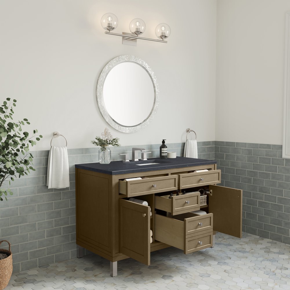 James Martin - Chicago 48" Single Vanity, Walnut Whisper, w/ 3 CM Charcoal Soapstone Silestone® Top - 503-V48-WLW-3CSP view 11