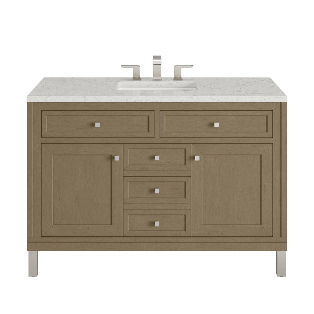 James Martin - Chicago 48" Single Vanity, Walnut Whisper, w/ 3 CM Eternal Jasmine Pearl Silestone® Top - 503-V48-WLW-3EJP view 1