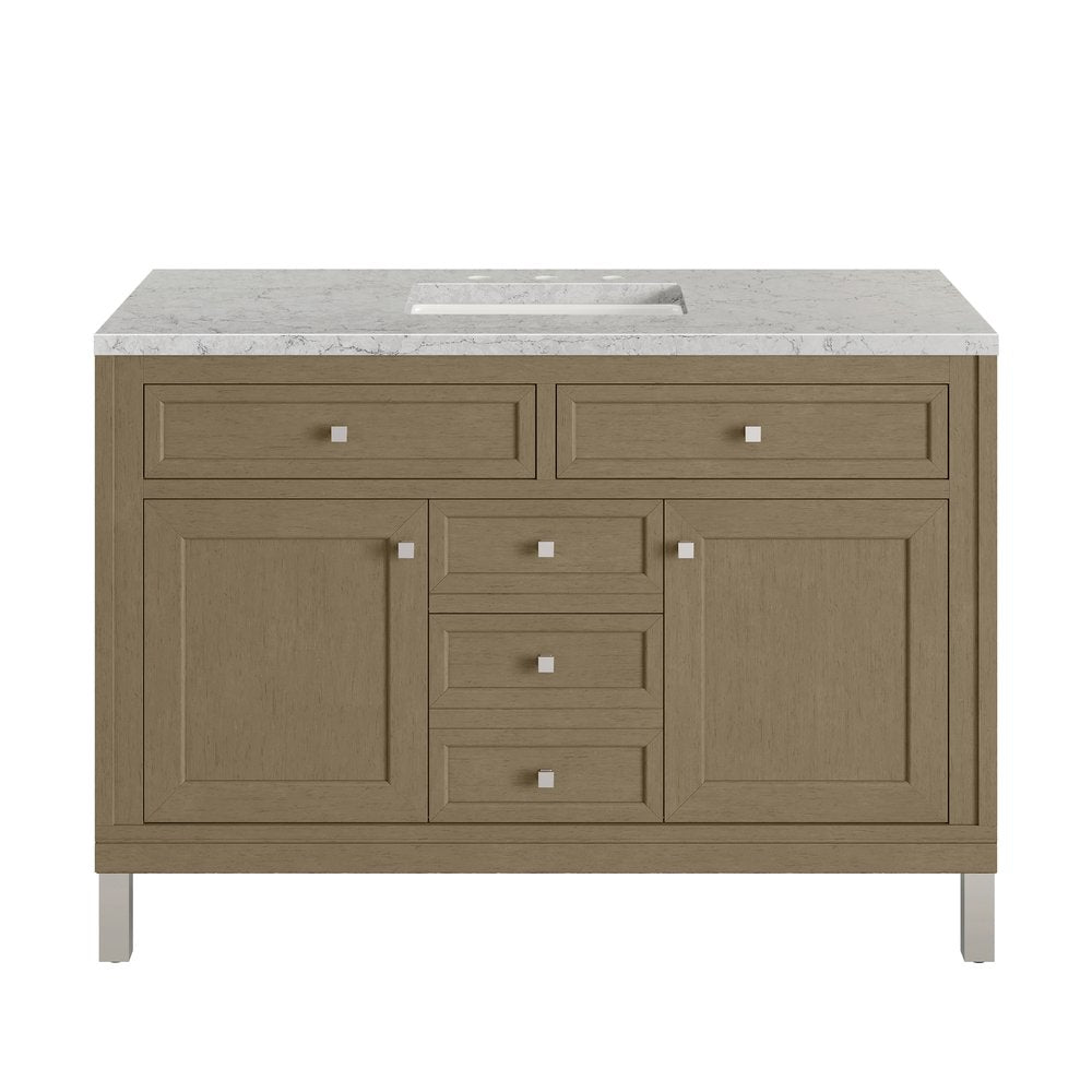 James Martin - Chicago 48" Single Vanity, Walnut Whisper, w/ 3 CM Eternal Jasmine Pearl Silestone® Top - 503-V48-WLW-3EJP view 2