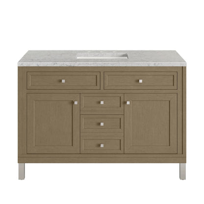 James Martin - Chicago 48" Single Vanity, Walnut Whisper, w/ 3 CM Eternal Jasmine Pearl Silestone® Top - 503-V48-WLW-3EJP view 2