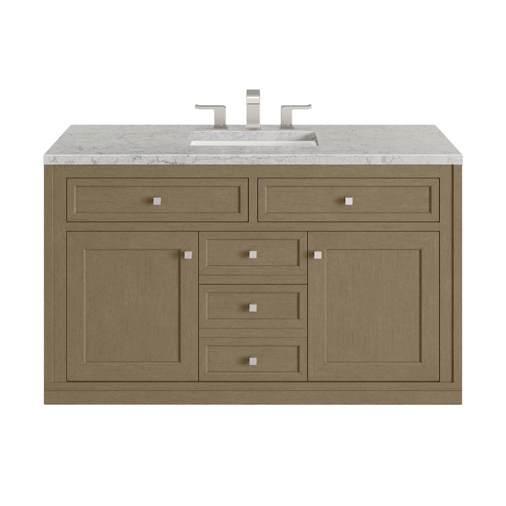 James Martin - Chicago 48" Single Vanity, Walnut Whisper, w/ 3 CM Eternal Jasmine Pearl Silestone® Top - 503-V48-WLW-3EJP view 3