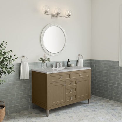 James Martin - Chicago 48" Single Vanity, Walnut Whisper, w/ 3 CM Eternal Jasmine Pearl Silestone® Top - 503-V48-WLW-3EJP view 9