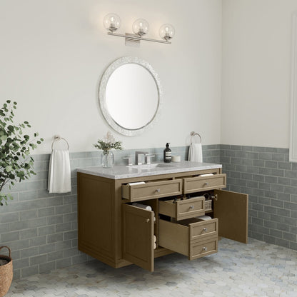 James Martin - Chicago 48" Single Vanity, Walnut Whisper, w/ 3 CM Eternal Jasmine Pearl Silestone® Top - 503-V48-WLW-3EJP view 12
