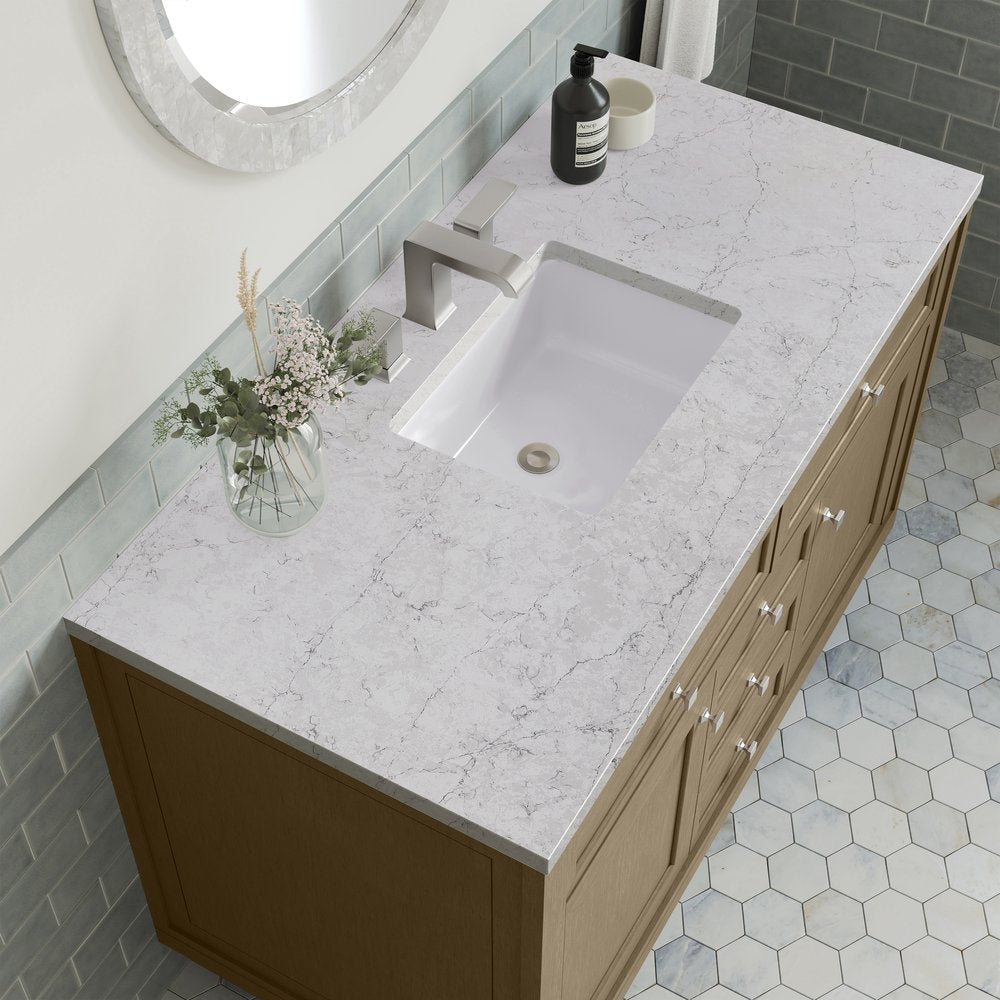 James Martin - Chicago 48" Single Vanity, Walnut Whisper, w/ 3 CM Eternal Jasmine Pearl Silestone® Top - 503-V48-WLW-3EJP view 15
