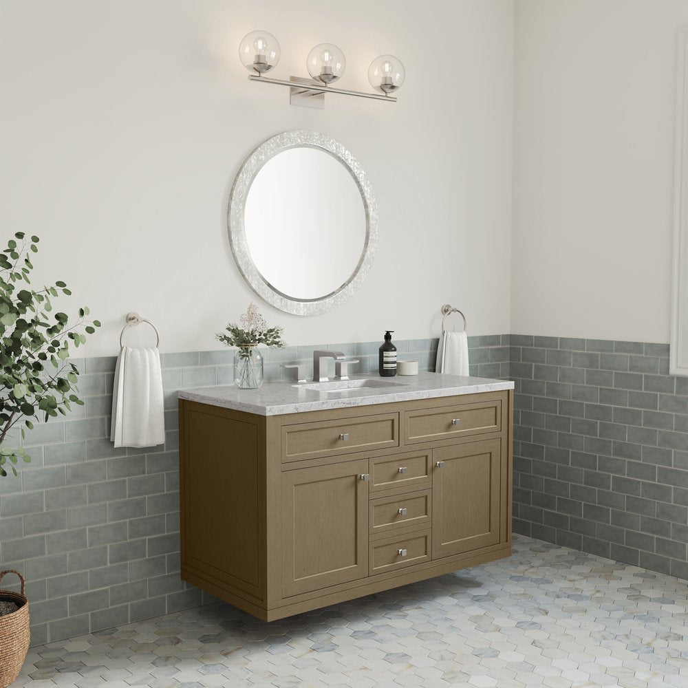 James Martin - Chicago 48" Single Vanity, Walnut Whisper, w/ 3 CM Eternal Jasmine Pearl Silestone® Top w/FreePower Wireless Charger - 503-V48-WLW-FEJP view 11