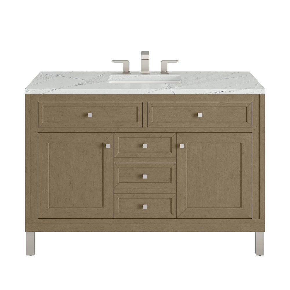 James Martin - Chicago 48" Single Vanity, Walnut Whisper, w/ 3 CM Ethereal Noctis Silestone® Top - 503-V48-WLW-3ENC view 1